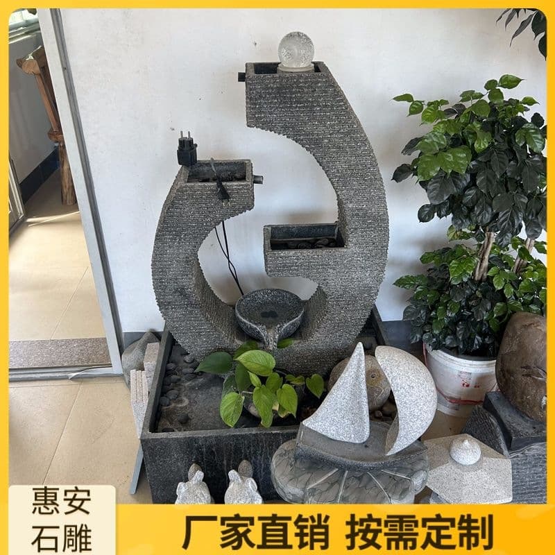 Stone Carving Flowing Water Fish Tank Villa Courtyard Landscape Garden Granite Bluestone Outdoor Antique Fountain Water Feature Decoration