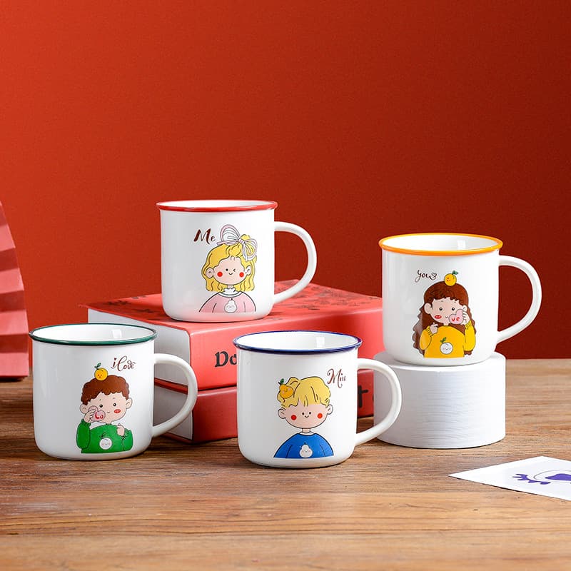 Classic cartoon nostalgic retro ceramic cup for boys and girls, home water cup, birthday gift and souvenir first choice