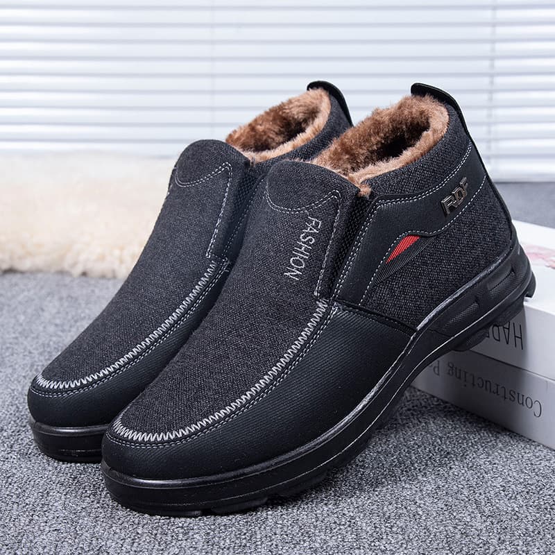 Winter Old Beijing Cloth Shoes Men's Cotton Shoes Warm Plush Middle-Aged and Elderly Dad Shoes Anti-Slip Soft Sole Thick Elderly Men's Shoes