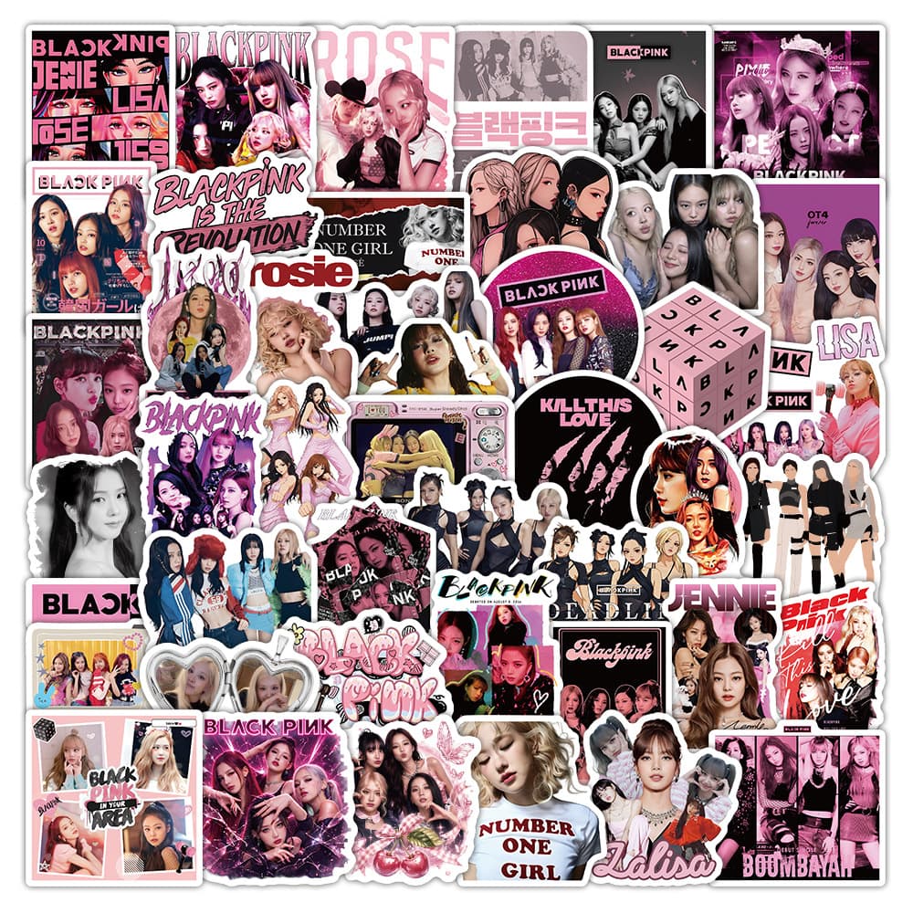 50 pieces of Blackpink stickers Korean girl group creative DIY handbook mobile phone skateboard waterproof stickers wholesale
