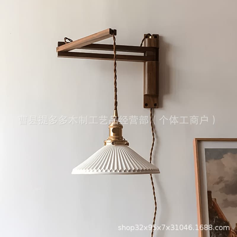 Cross-border Stock Japanese Black Walnut Wood Lamp Stand Wooden Retro Homestay Ins Balcony Study Bedroom Light Holder