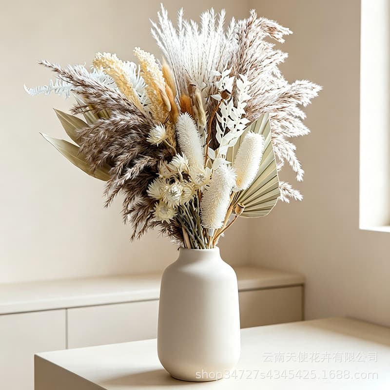 Dried Flower Real Flower Bouquet Reed Dried Flowers Home Dining Table Natural Decoration Ornament Wedding Decoration