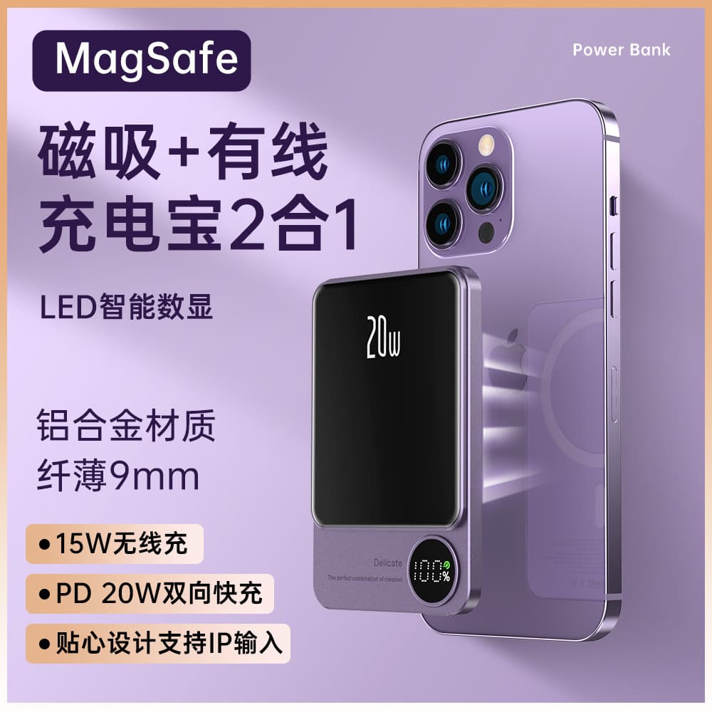 Magsafe Magnetic Power Bank 10000mAh Ultra-Slim Portable Wireless Fast Charging Mini Power Bank Wholesale