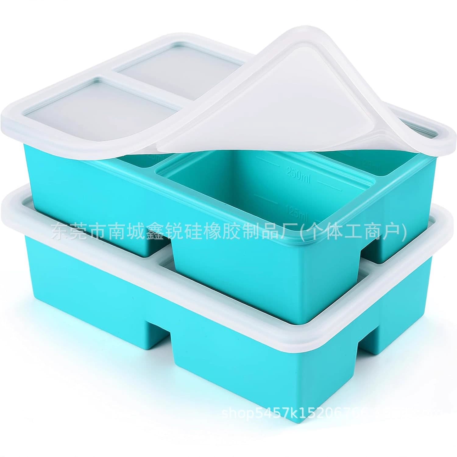 Cross-border Frozen Soup Silicone Mold Ice Tray 4 Grid Home Food Storage Container with Lid