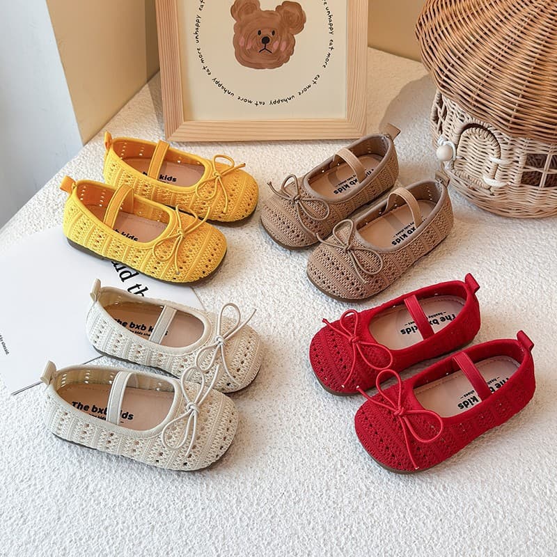 Girls Baotou Sandals 2025 New Summer Children's Bow Princess Shoes Girls Baby Breathable Woven Shoes