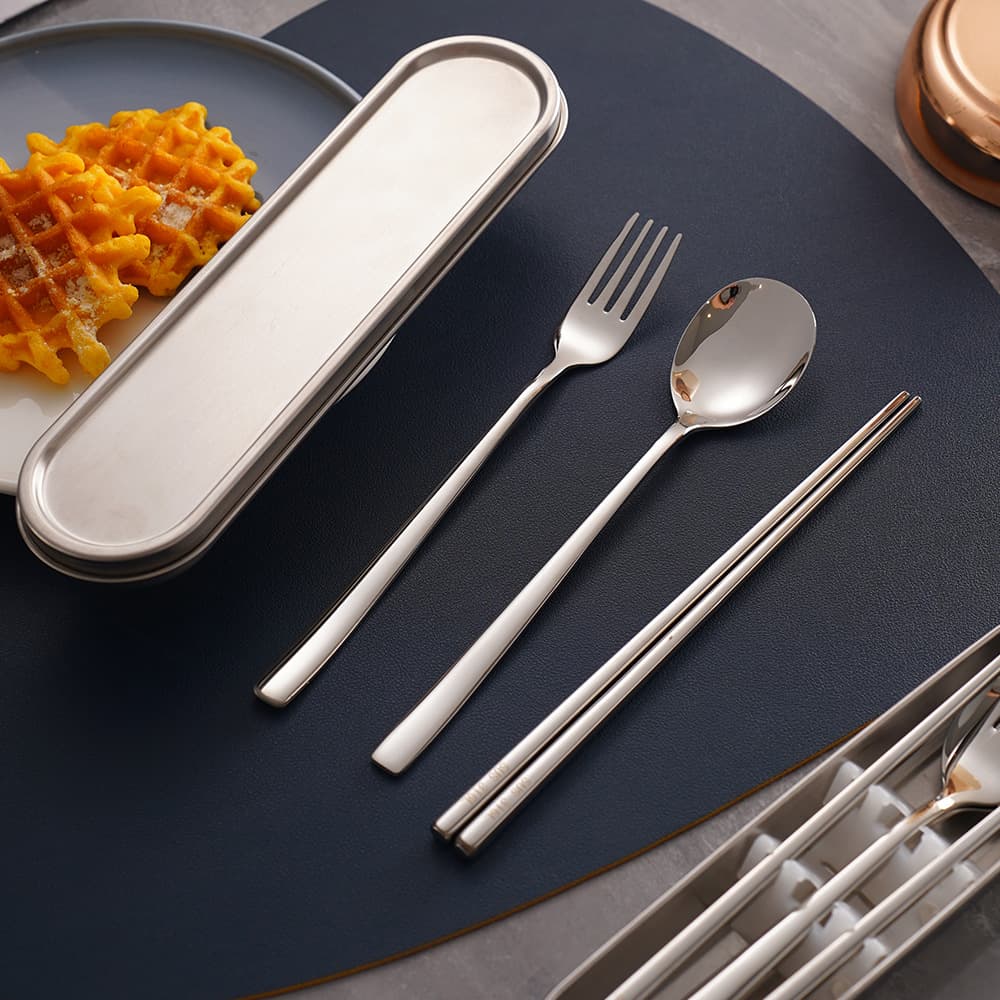 316 Stainless Steel Spoon, Fork, Travel Chopsticks, Spoon Set for One Person, Takeaway Portable Cutlery with Custom IP