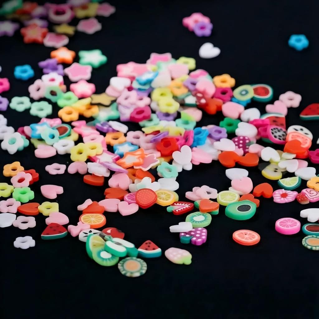 Cartoon Polymer Clay Slice Charms Chocolate Butterfly DIY Flower Moon Shape Colorful Cream Material Kit Accessories Nail Art