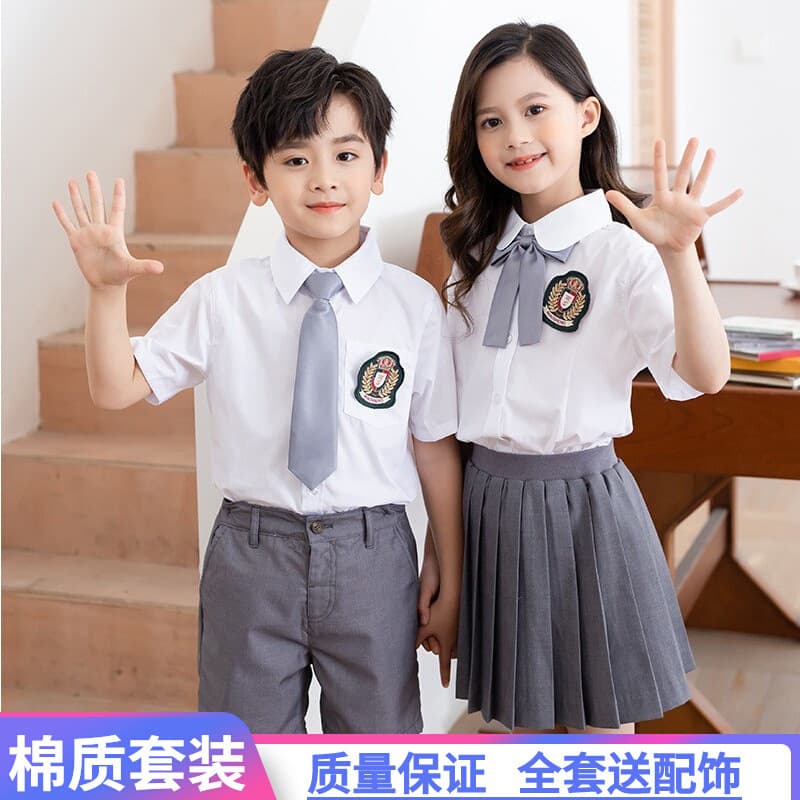 New Summer School Uniform Set for Elementary Students British Style Kindergarten Uniform Preppy Style Summer Graduation Class Uniform