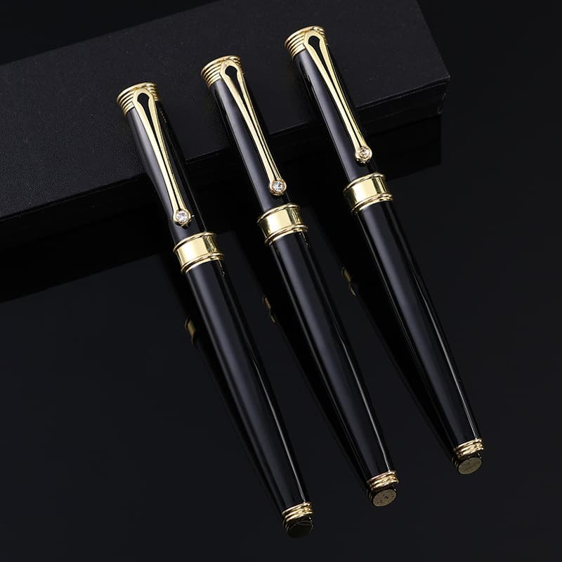 Factory Wholesale Business Metal Fountain Pen, Posture-Correcting Practice Pen for Students, Black Signature Pen, Real Estate Gift Pen