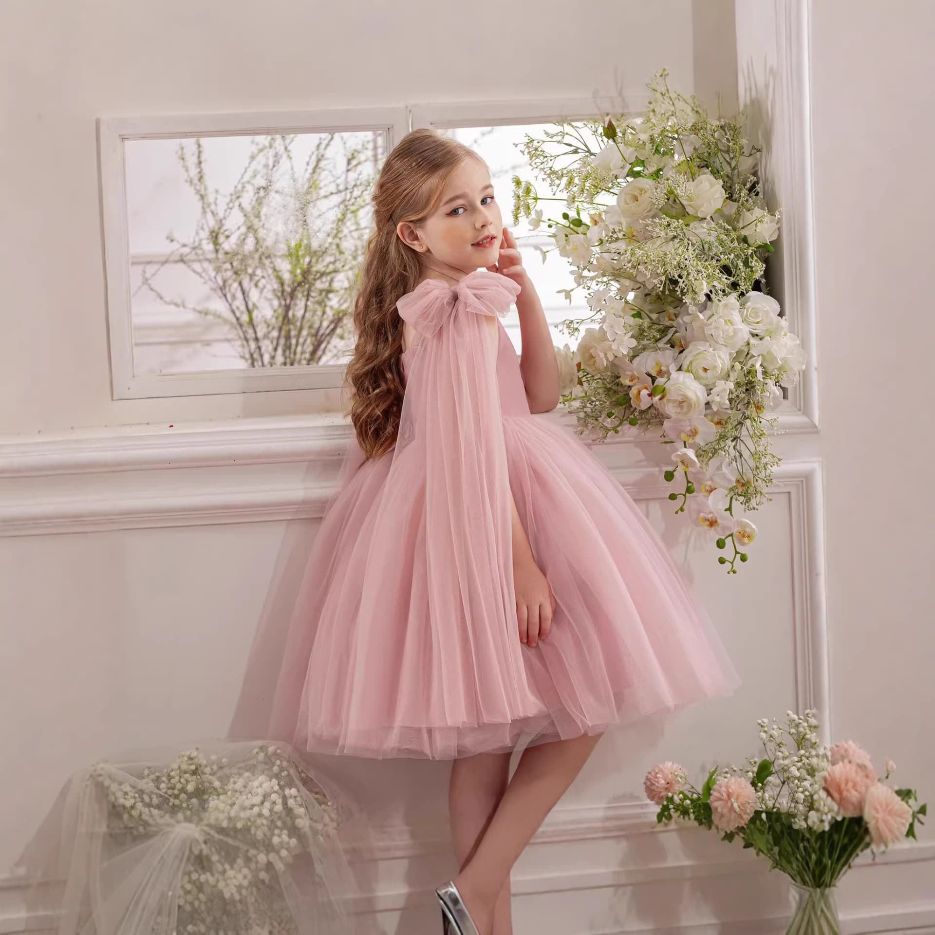 Cross-Border Girls' Puffy Princess Dress Birthday Party Gown Piano Performance Runway Costume European American Foreign Trade Girls' Dress