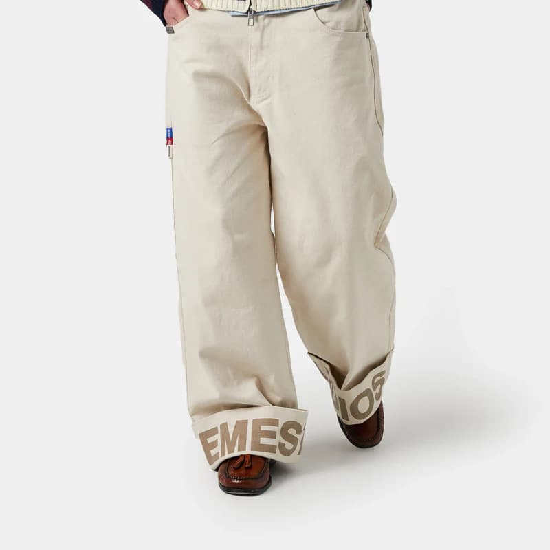 Cross-border foreign trade European and American trendy brand new scimitar double leg letter-breasted canvas trousers for women, versatile and high-end sense pants