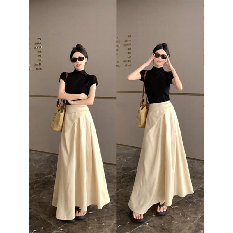Actual photo – Plus size summer outfit set with high-waist skirt, Miu-style two-piece set