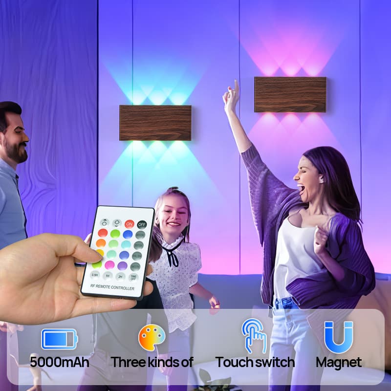 Cross-border Exclusive RGB Remote Control Wall Lamp, 5200mAh Simple LED Magnetic No Wiring Touch Control Atmosphere Decoration