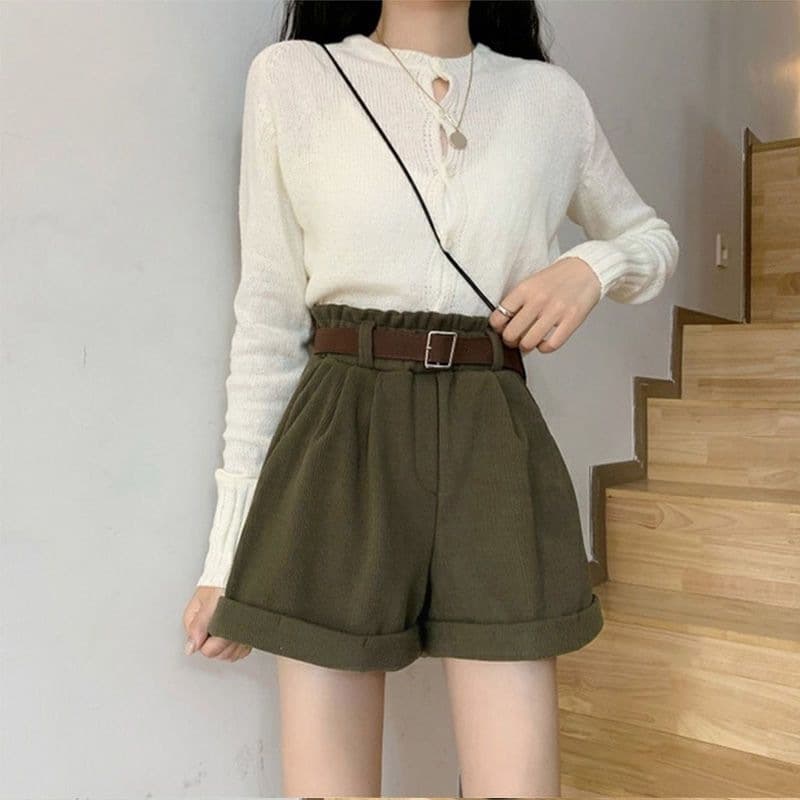 Women's Autumn Winter Corduroy Shorts Loose Fleece-Lined Thickened Bootcut Pants New Wide-Leg Lounge Pants for Outerwear Casual Trousers