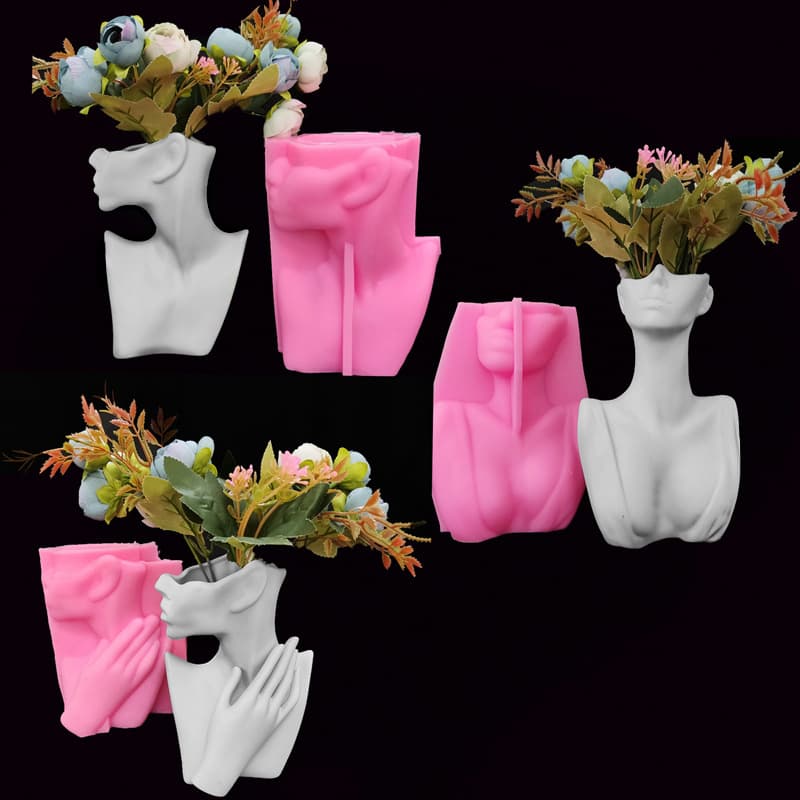 New European-style Half-body Human Bust Vase Silicone Mold DIY Sexy Model Woman Flower Pot Cement Plaster Mold