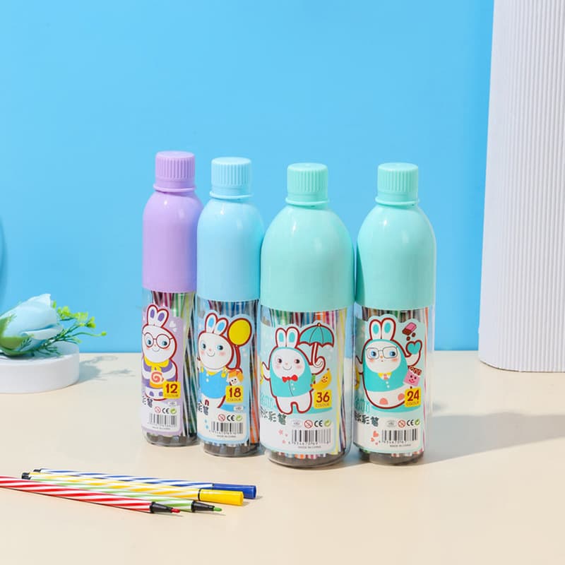 Drift bottle children's watercolor pen washable kindergarten 12-color paintbrush 36-color set primary school students art supplies