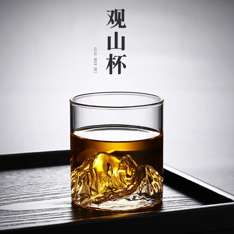 Vintage Japanese Style Glass Cup Coffee Fujisan Tea Whisky Cup Hidden Mountain Ice Mountain Retro Kitchen Dining Utensils