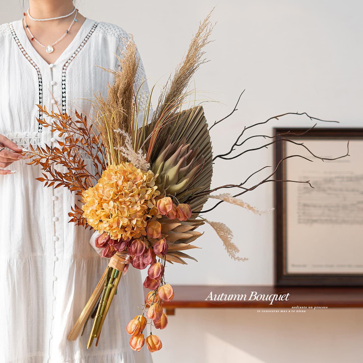 Luxury Vintage Autumn Color Artificial Flower Bouquet for Living Room Dining Table Showroom High-End Decorative Fake Flower Arrangement Hand Bouquet