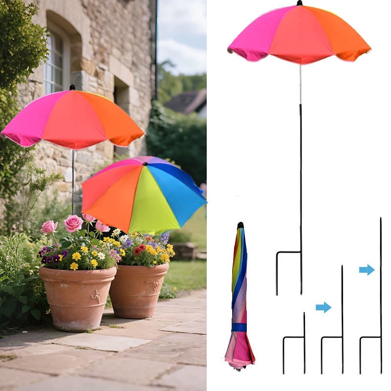 Summer Rainbow Ground Umbrella for Garden, Plant Protection, Potted Flowers, Adjustable and Spliceable Sunshade