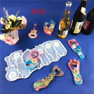 DIY Crystal Resin Bottle Opener Mold Resin Beer Opener Creative Mirror Surface Bottle Opener Silicone Mold