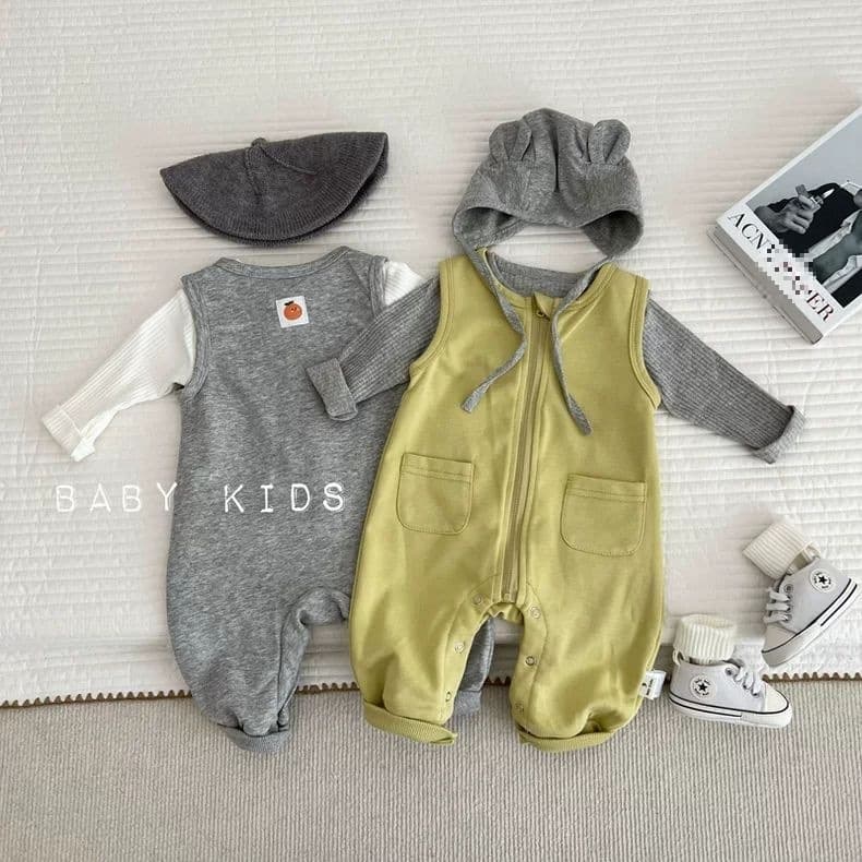 ins Spring Autumn Baby Boys Girls Sleeveless Full Snap Button Bodysuit Infant Gray Outerwear Romper Crawling Suit Kids Clothes