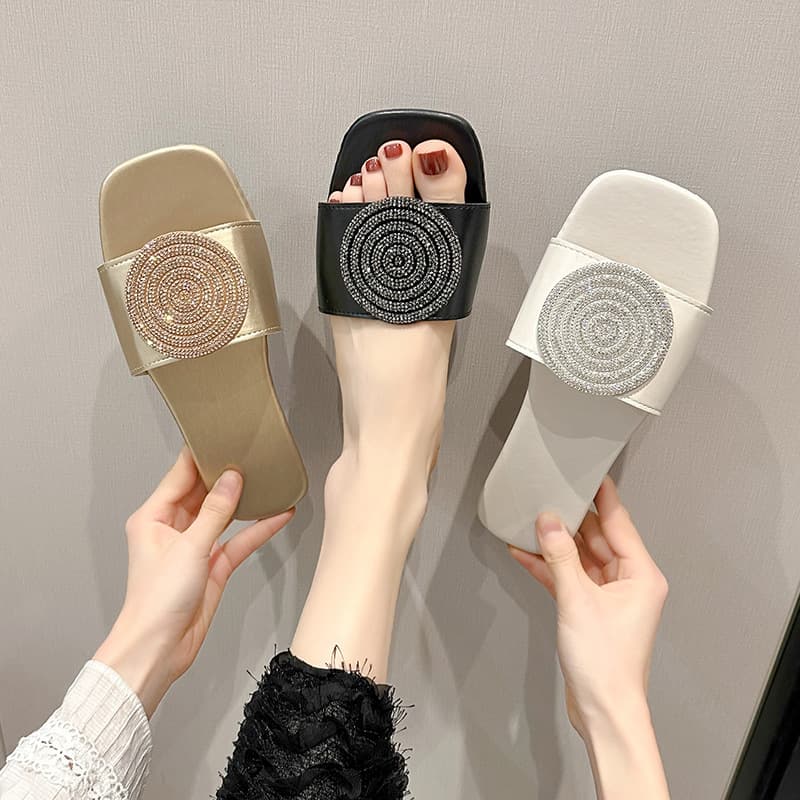 Jinbukang Spring and Summer New Open Toe Outer Wear Sandals Korean Style Summer Elegant All-match Comfortable Slippers for Women