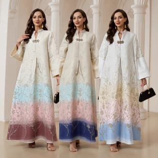 NL142 Dress Fashion High-end Jacquard Fabric Embroidery Gradient Robe