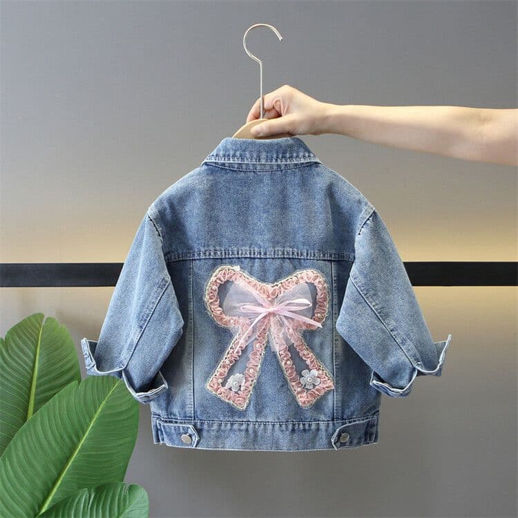 Bow Denim Jacket 2026 Spring/Autumn New Style, Versatile Jacket for Kids, Girls Korean Fashion Top