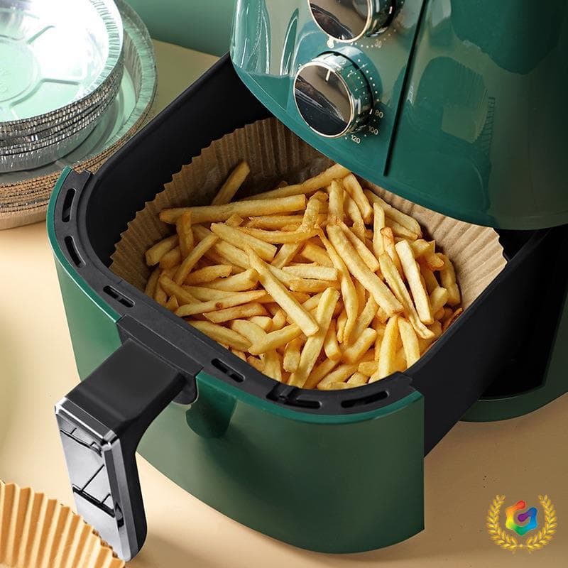 ⇗ Air Fryer Paper, Household Oil-Absorbing Pad, Aluminum Foil Tray, Disposable Baking Bowl for Oven with Silicone Oil