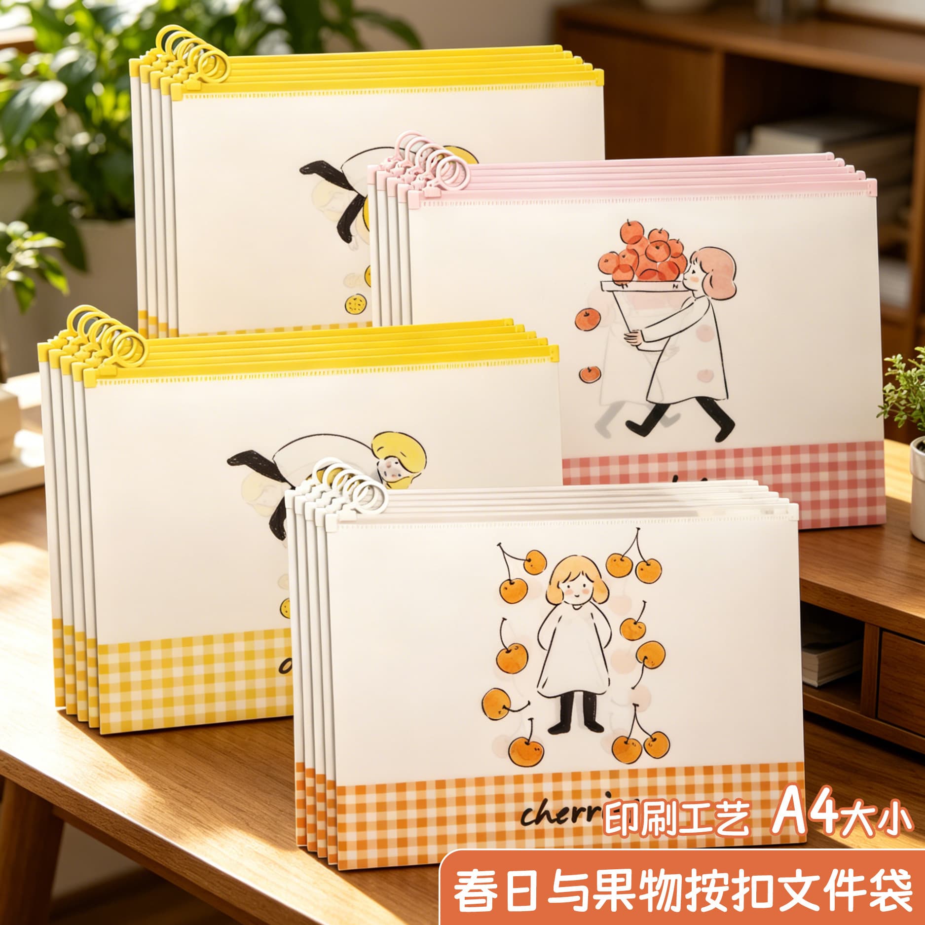 Sublimation Printing A4 File Pouch Zipper Pouch, Japanese and Korean Fresh Cartoon File Pouch, Student Exam Paper Office Receipt Holder