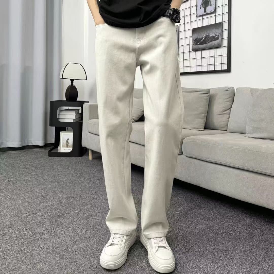 Cleanfit Clean Style Off-White Jeans Straight-Leg Pants American Casual High Street Simple Jeans for Men