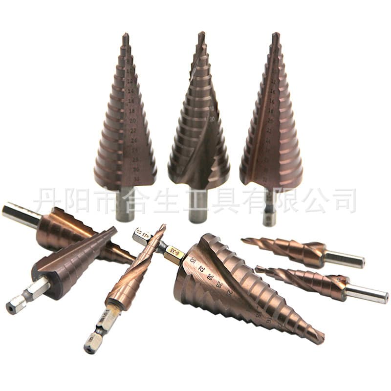 M35 cobalt step drills for stainless steel hole openers, cross-border Co step drill bits, high-hardness cutting tool set.