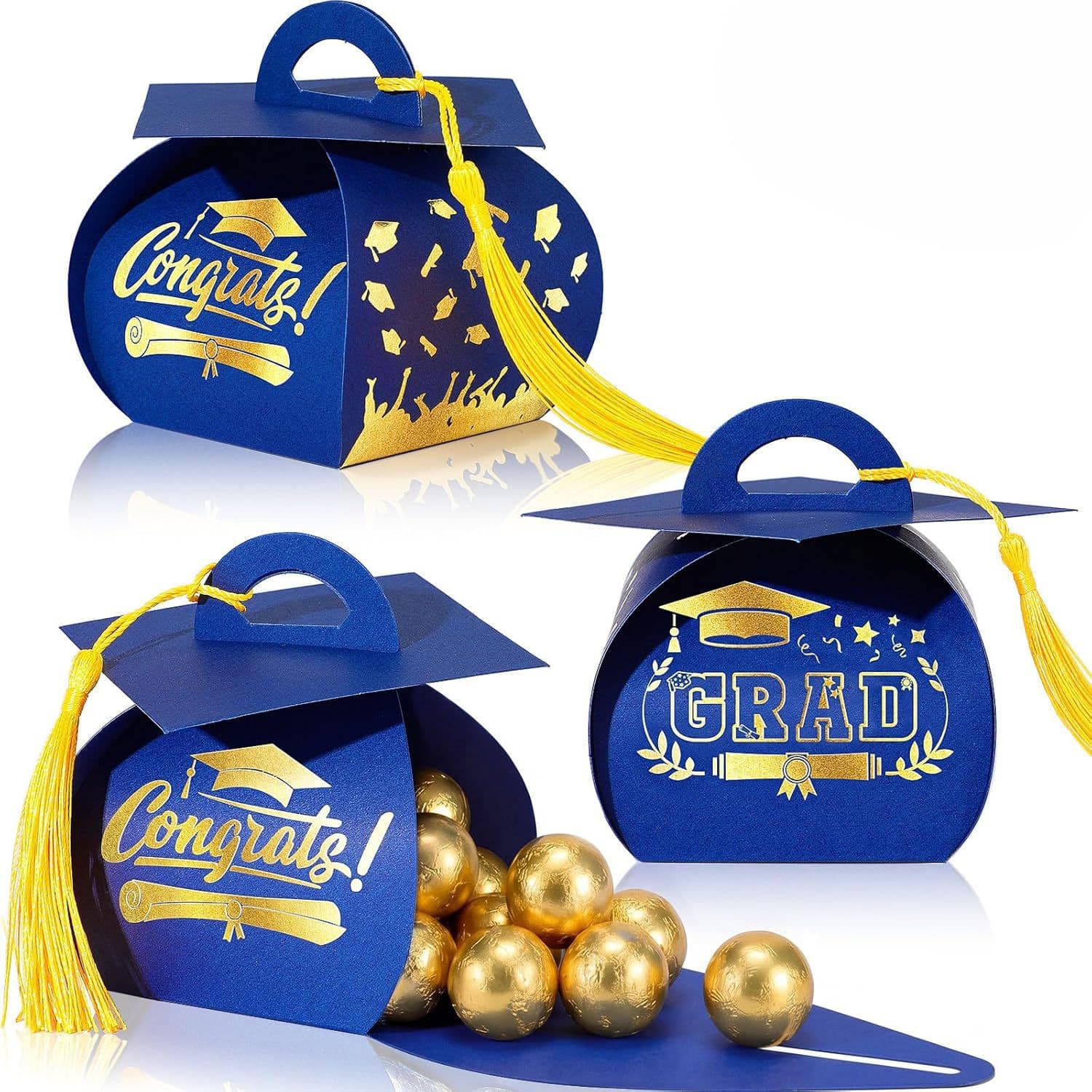 Cross-border graduation season doctor's hat box graduation party surprise candy packaging box creative hot stamping tassel box