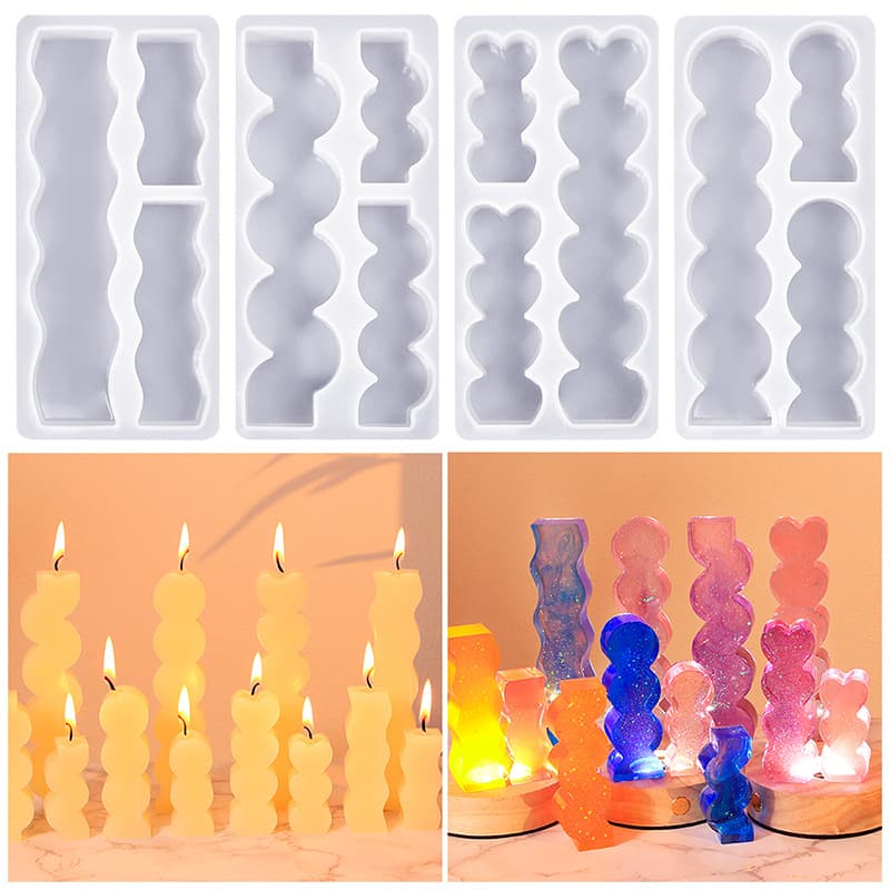 DIY Epoxy Three-in-One Long Aromatherapy Candle Silicone Mold, Long Medium and Small Wax Strip Gypsum Table Decoration