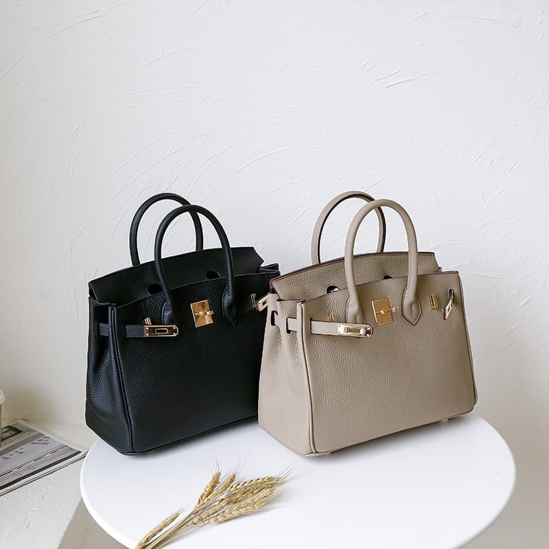 Top-Grain Leather Platinum Bag for Women, Genuine Leather Handbag, Large Capacity Commuter Tote, Premium Kelly Shoulder Crossbody Bag
