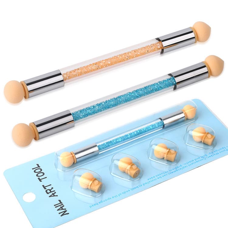 Nail art blending pen, double-ended sponge blending gradient pen with 4 sponge heads, ink blending hollow styling pen