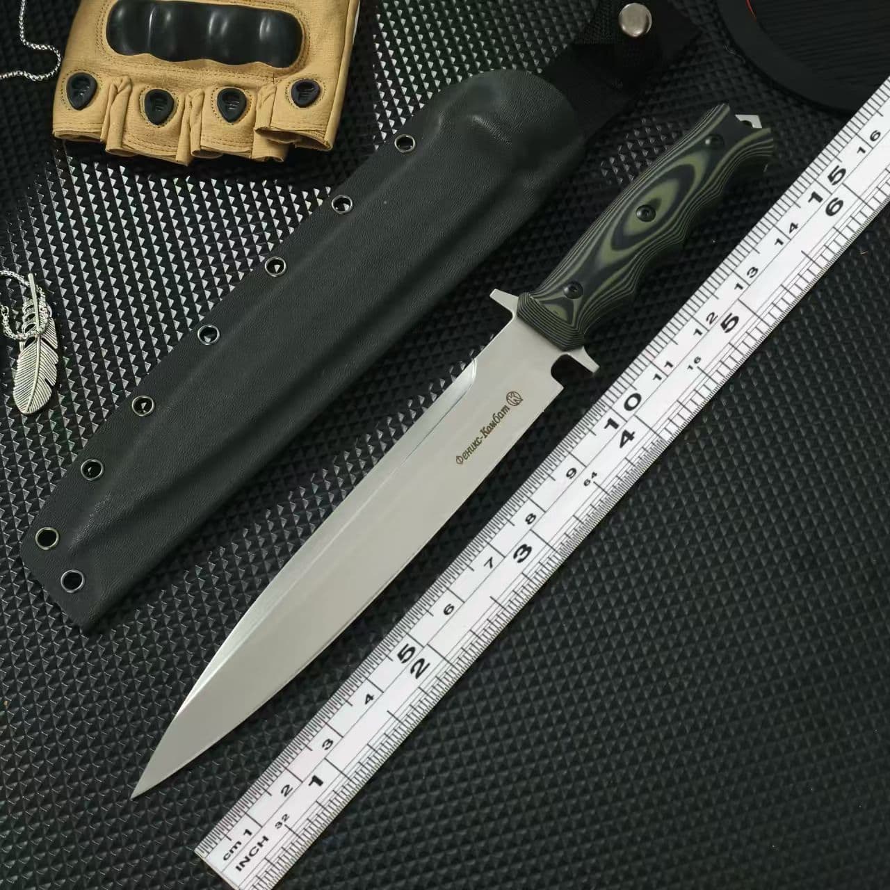 Extended Version of Russian Phoenix-Y8 Outdoor Portable Straight Knife Stainless Steel Field High Hardness Tactical Knife