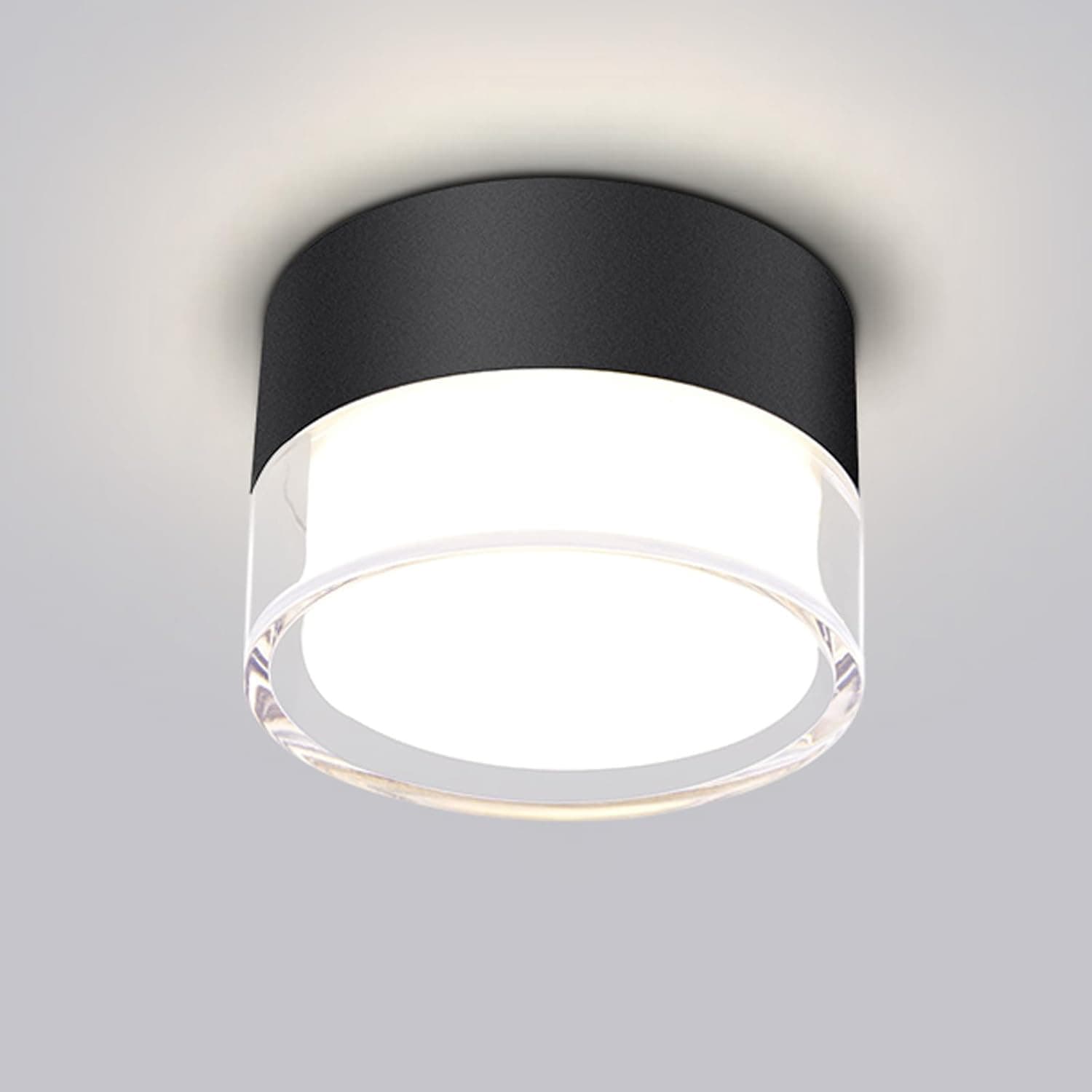 Surface-Mounted 10W Black LED Downlight for Corridors and Bedrooms, Minimalist Dual-Layer Anti-Glare Ceiling Spotlight