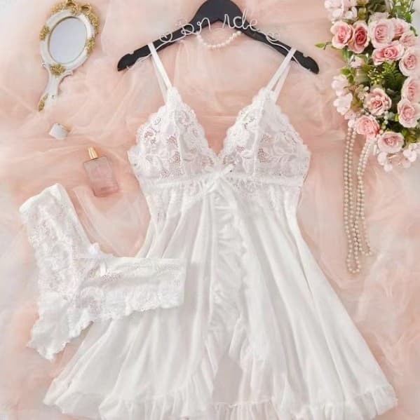 E3967 Drop Shipping AliExpress Cross-Border New Nightgown Women's Nightgown Sexy Lace Cardigan