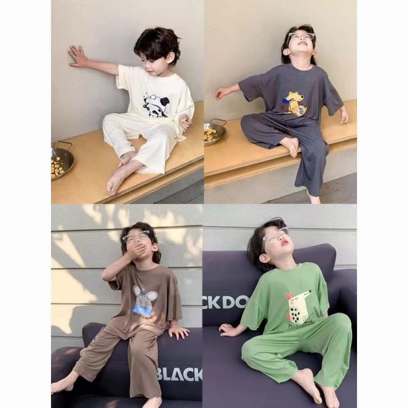 Modal Children's Homewear Summer Short Sleeve Boys' Pajamas Toddler Kids Air Conditioner Suit