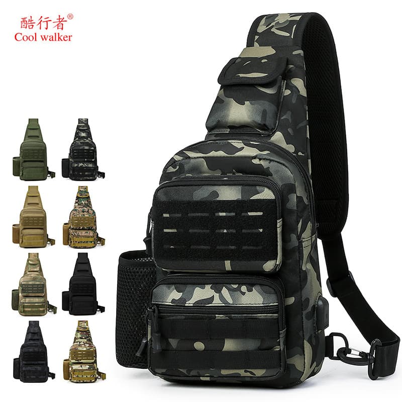 Cool Walker New Chest Bag Outdoor Sports Bottle Bag Tactical Charging Chest Bag Casual Bag