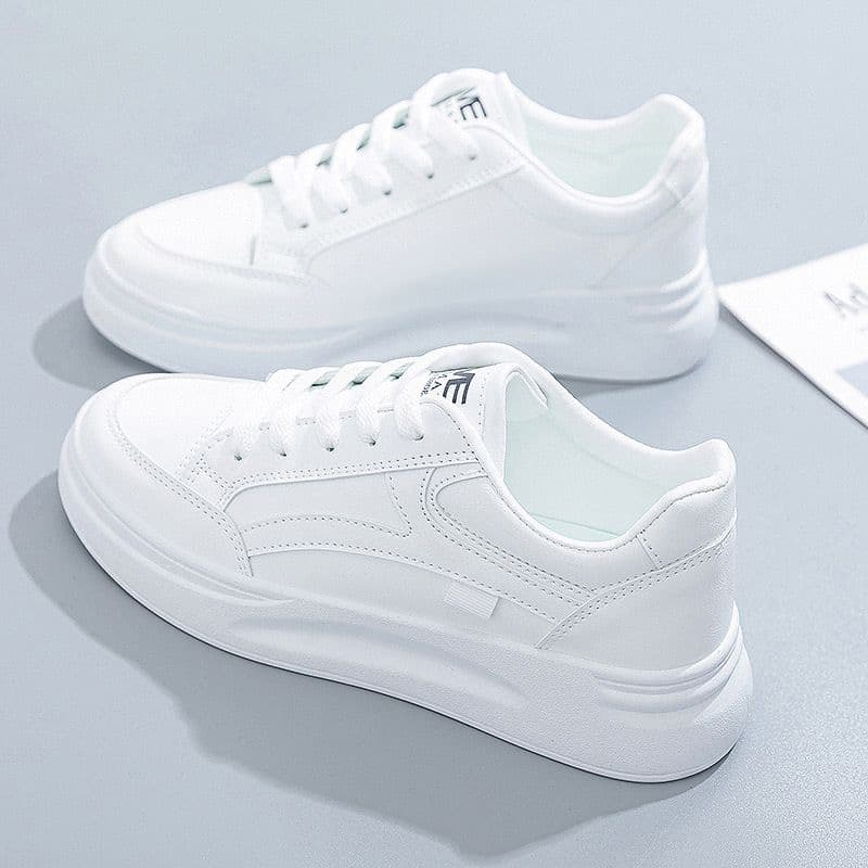 Thick Sole White Shoes Women's Student Board Shoes 2025 Spring Autumn Sports Shoes Soft Sole Korean Style Versatile Casual Shoes Platform