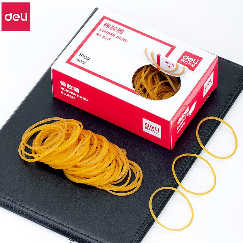 Deli 3217 Rubber Bands Financial Yellow Rubber Rings Latex Rings Office Supplies