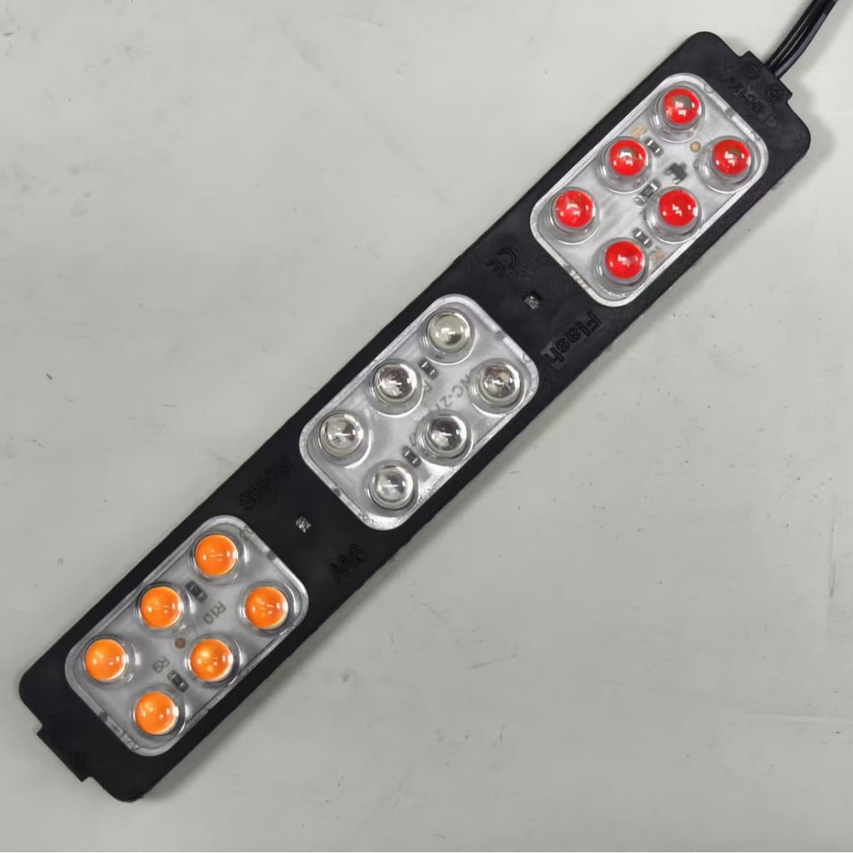 DC12V/LED injection molded module, 18 LEDs/small LEDs, red, blue, yellow strobe LED module, LED advertising sign.