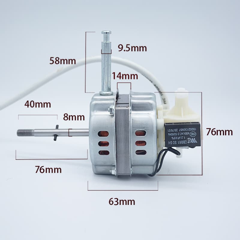 Universal electric fan motor for floor fans, table fans, and household fans. Includes silent oscillating mechanical fans.