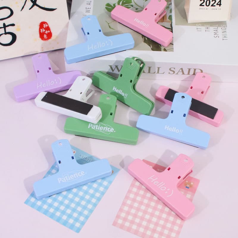 New magnetic long-tail planner clip macaron-colored plastic magnetic clip scrapbook prop student bill test paper clip