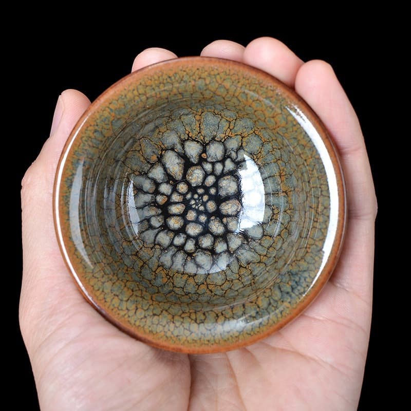 Jianyang Jian Zhan Yellow Partridge Spot Palace Bowl, Jian Kiln Tea Cup Hand-Fired with Wood, Host Cup for Gongfu Tea Set, Tea Tasting Cup Drop Shipping