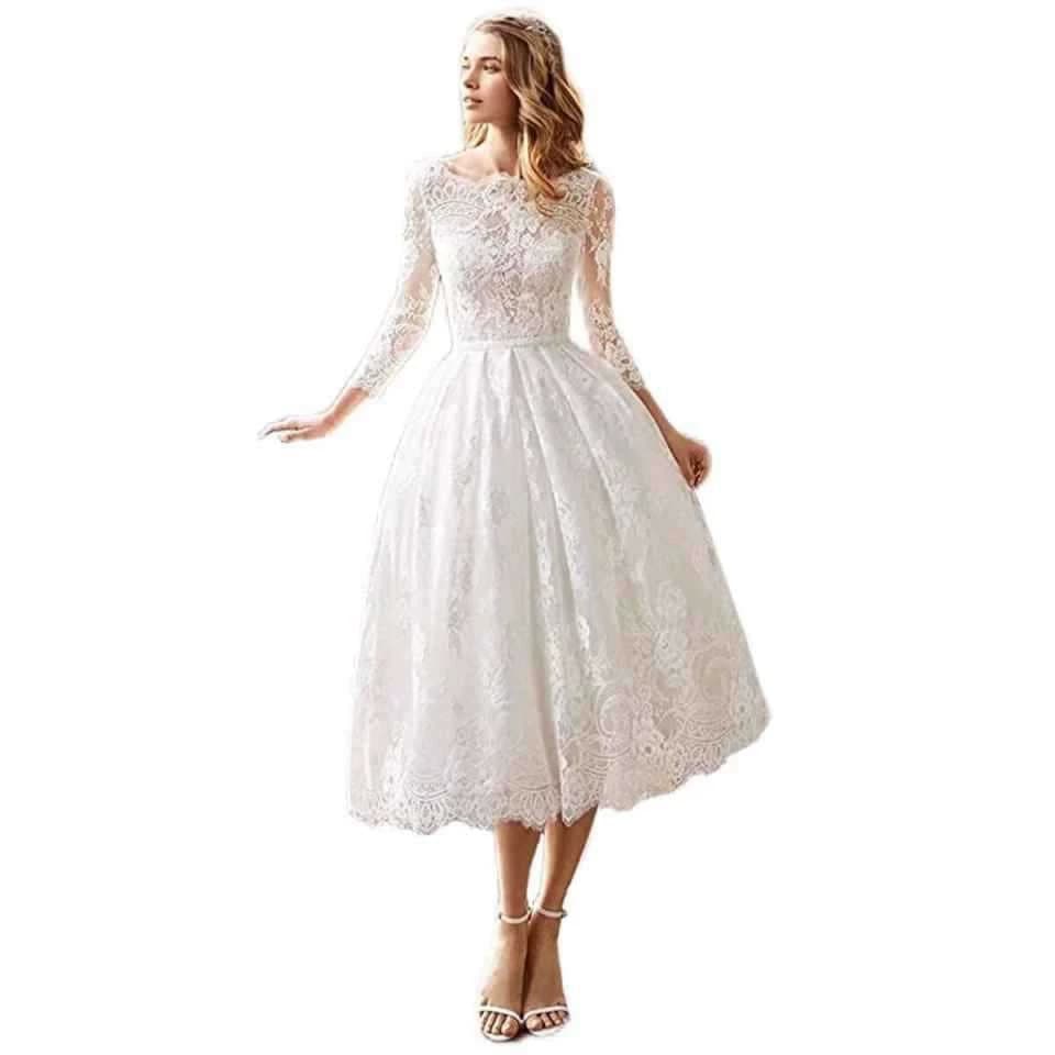 Amazon cross-border lace heavy industry wedding dress high waist foreign trade temperament fashionable long dress retro forest style high-end sense