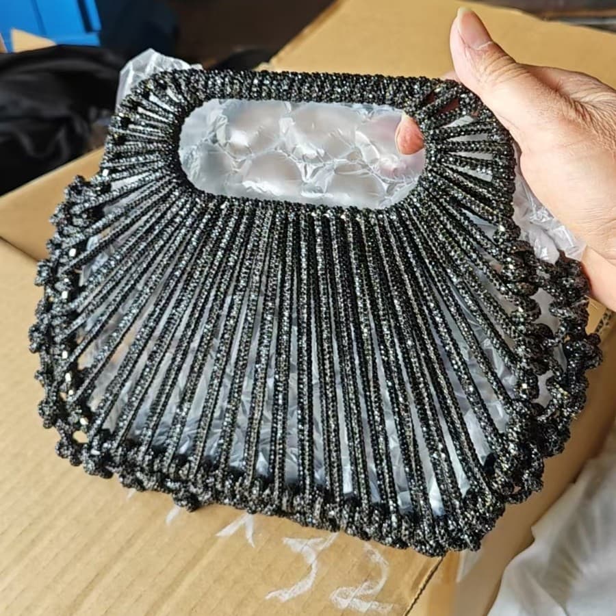 Shenglu New Women's Light Luxury Cross-border High-end Handmade Rhinestone Crystal Braided Rope Diamond Handbag