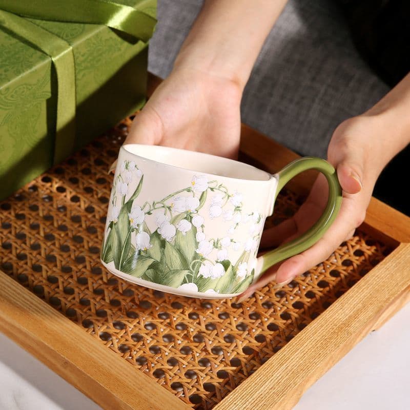 Large-capacity ceramic breakfast household mug coffee cup office retro cup water cup couple high appearance
